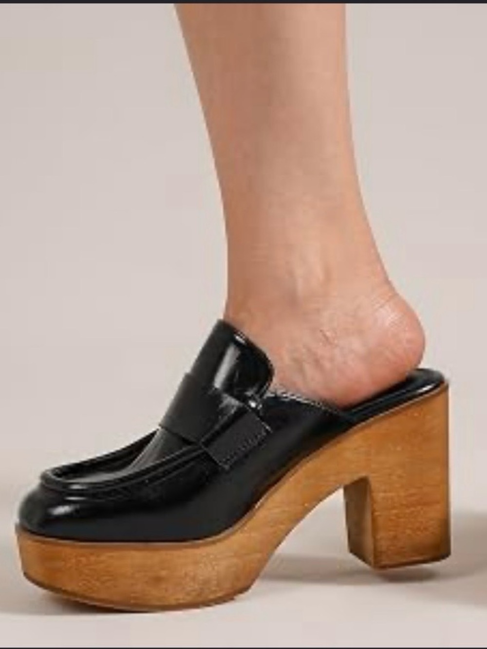 Free People Black Patent Corbin Loafer Clogs